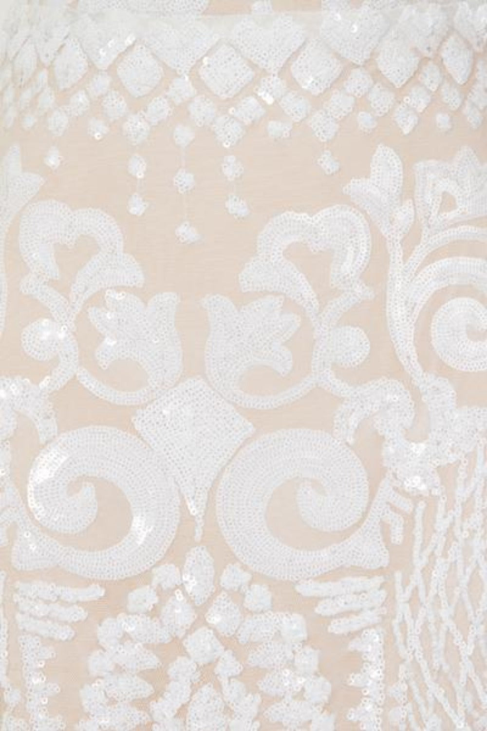 Kenza White Luxe Sweetheart Plunge Sequin Embellished Fishtail Dress