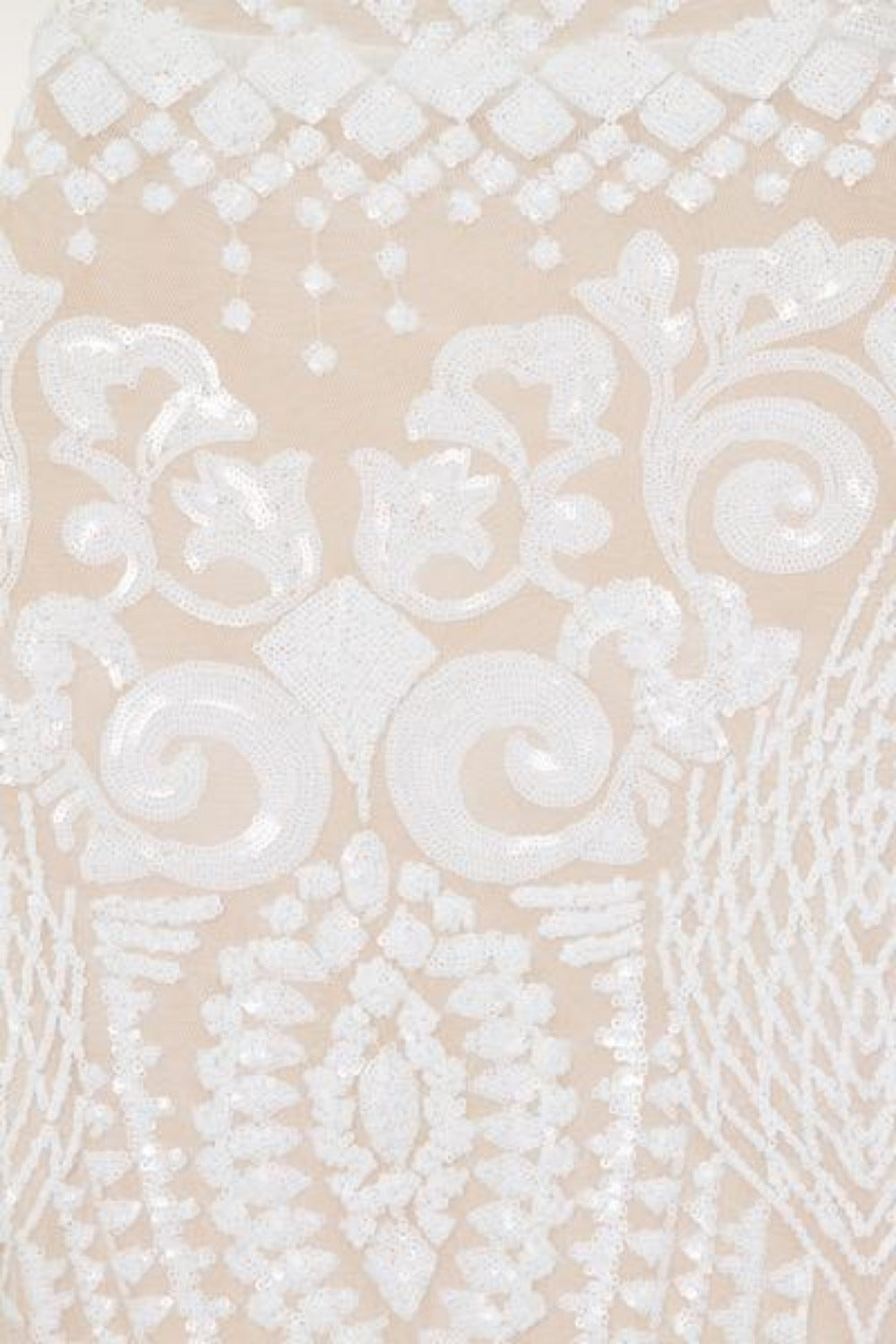 Kenza White Luxe Sweetheart Plunge Sequin Embellished Fishtail Dress