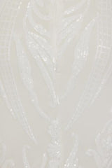 Bonita White Luxe Tribal Sequin Embellished Backless Midi Dress