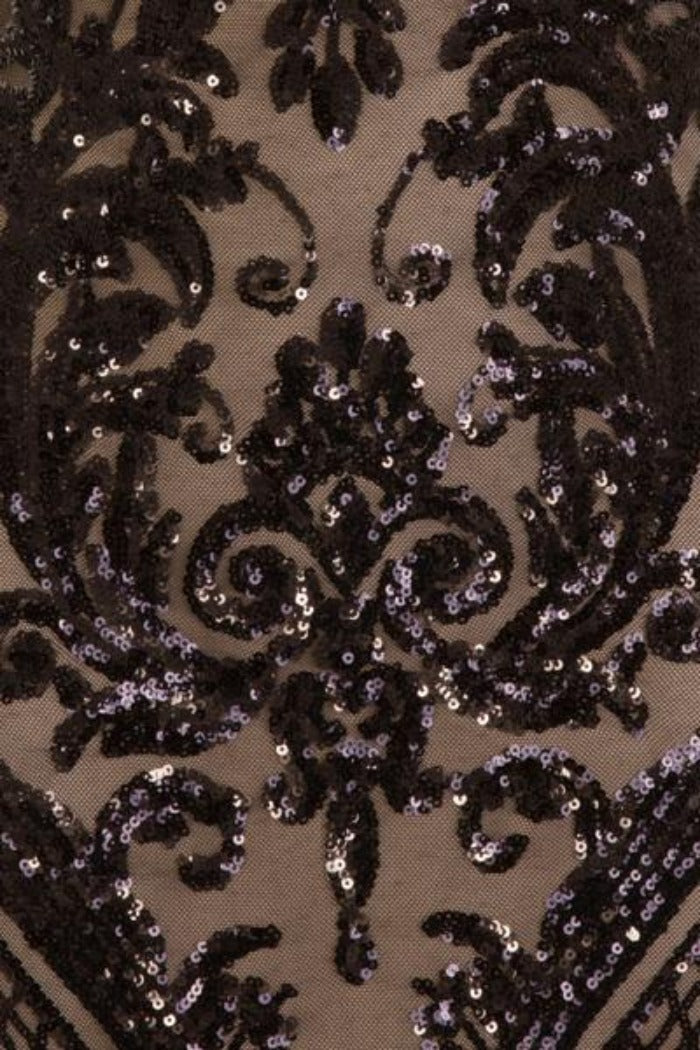 Rain Black Luxe Vip Sequin Sweetheart Off Shoulder Fishtail Dress