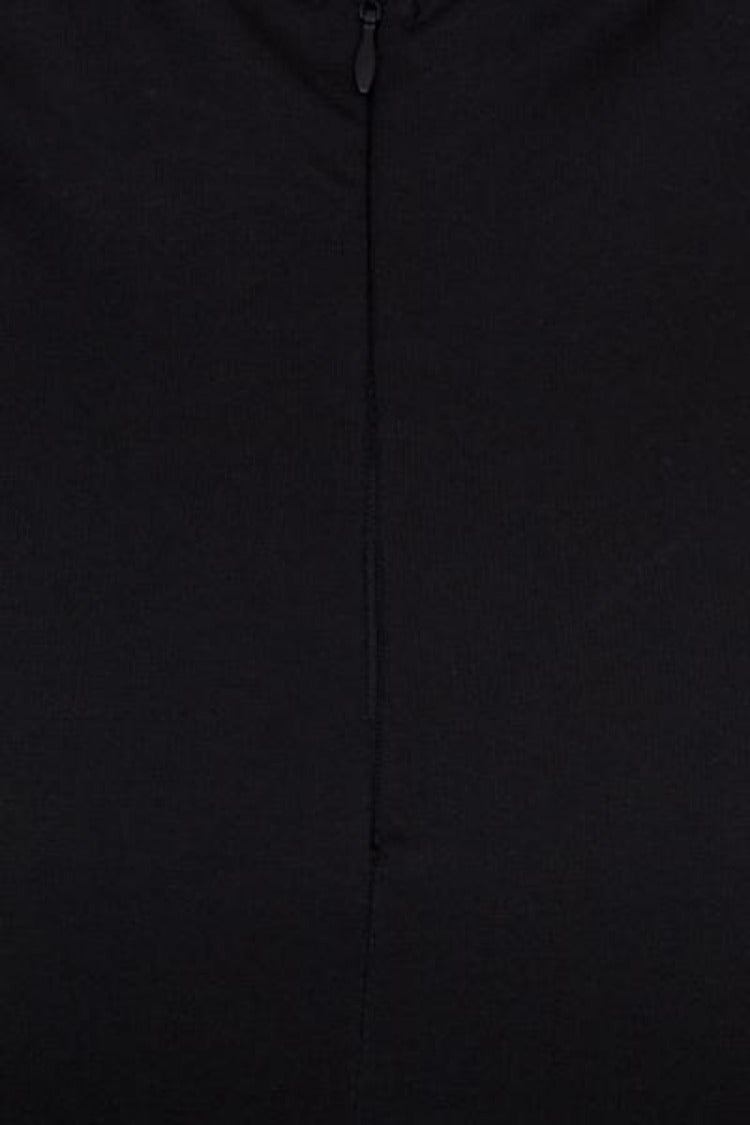 Bombshell Black Choker Slinky Backless Thigh Slit Fishtail Maxi Dress