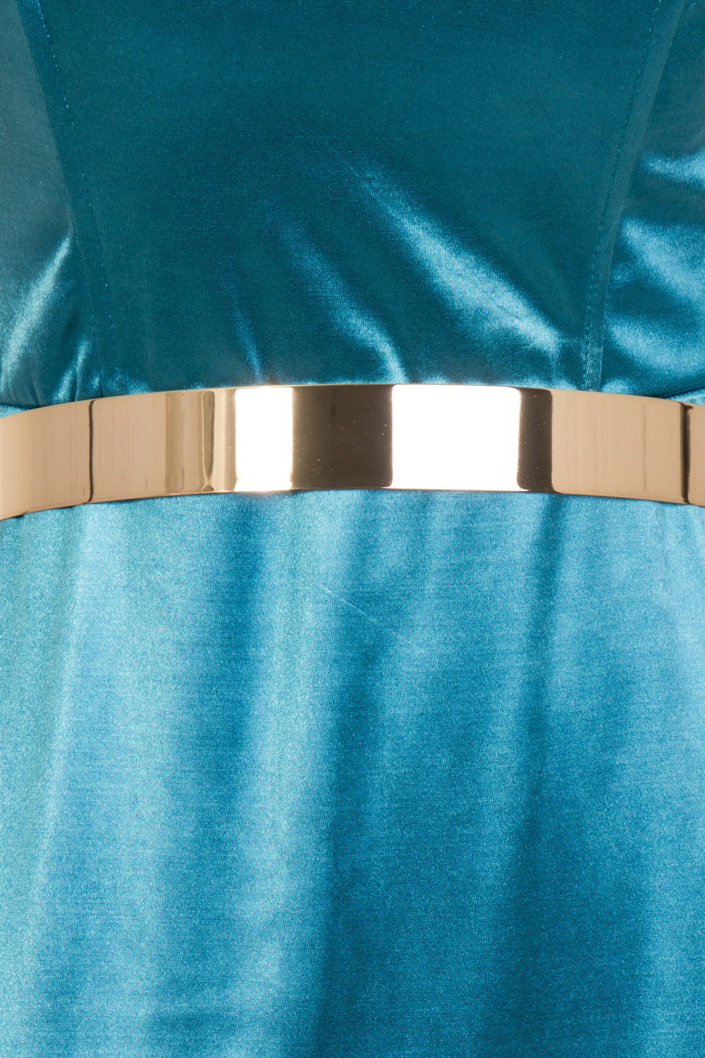 Versace Turquoise Gold Belted Slinky Satin Thigh Slit Maxi Dress