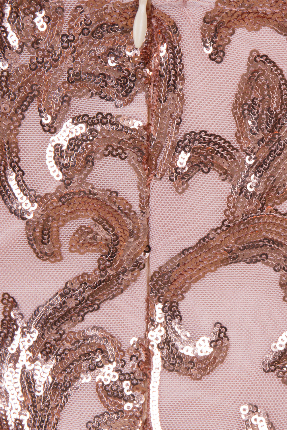 Majesty Luxe Rose Gold Keyhole Victorian Sequin Illusion Maxi Dress