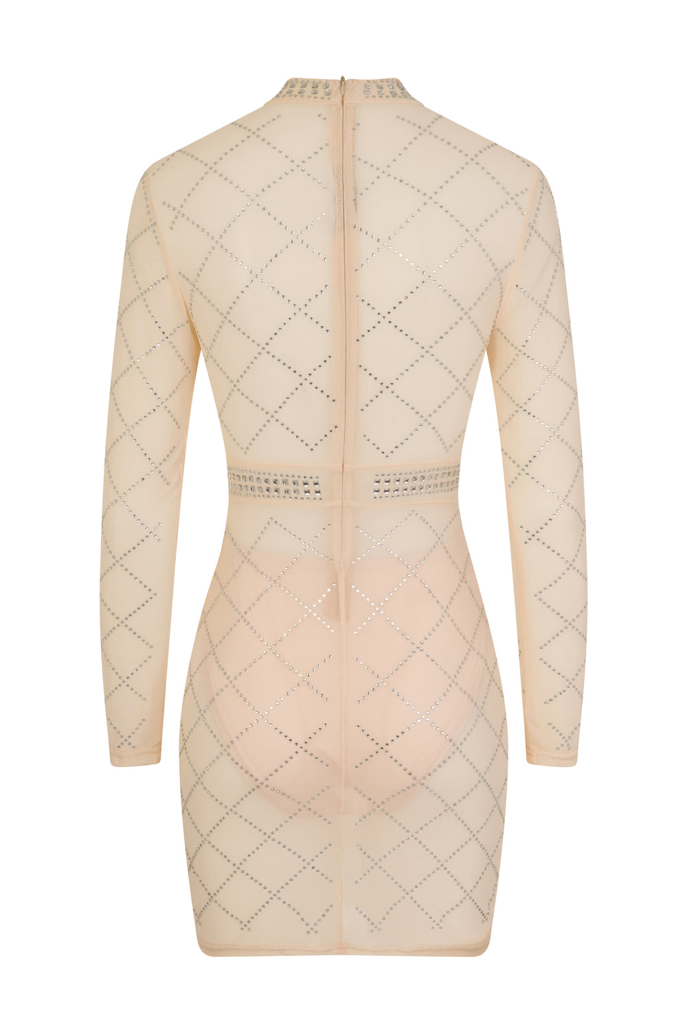Lopez Nude Crystal Rhinestone Embellished Sheer Mesh Bodycon Dress Nazz Collection Lopez Nude Crystal Rhinestone Embellished Sheer Mesh Bodycon Dress Nazz Collection