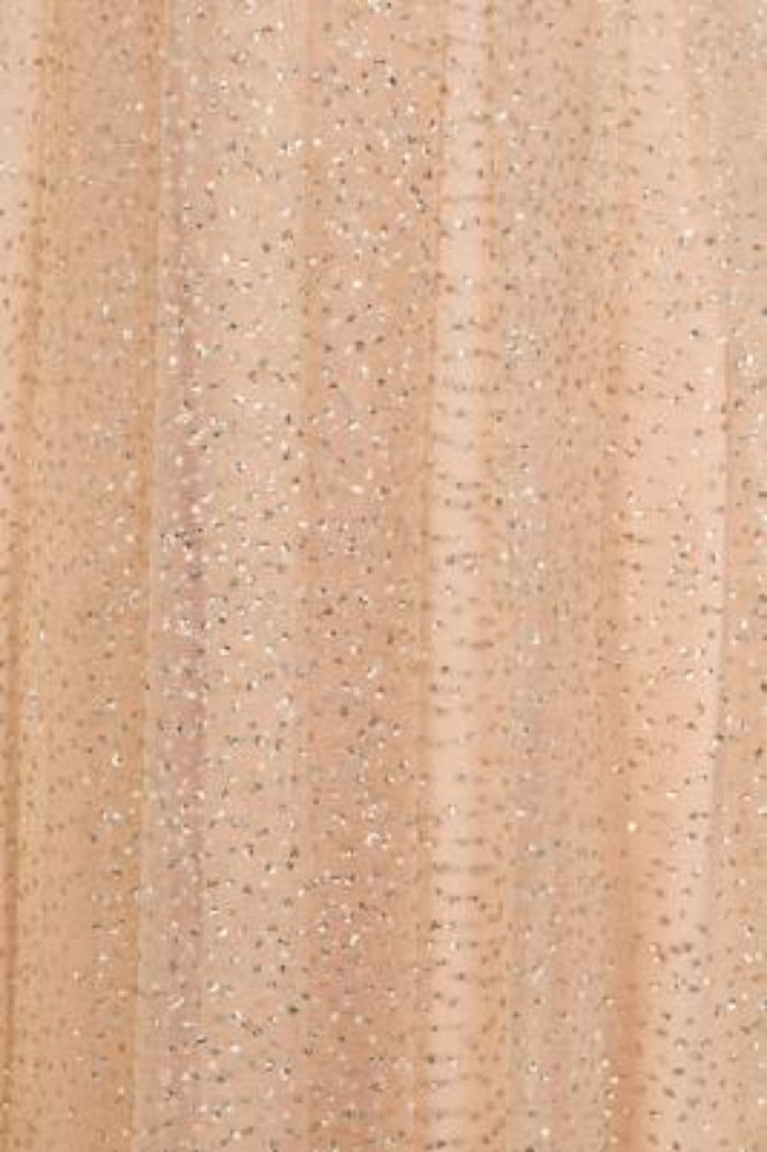 Hart Nude Gold Mesh Sparkle Plunge Maxi Gown Dress