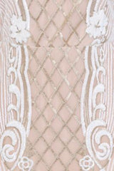 Enchanted Vip White Gold Sequin & Embroidery Bardot Fishtail Mermaid Dress