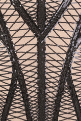 Iconic Luxe Black Cage Sequin Bandage Illusion Midi Pencil Dress
