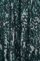 Unleashed Green Sheer Luxe Sequin Slit Maxi Gown Dress