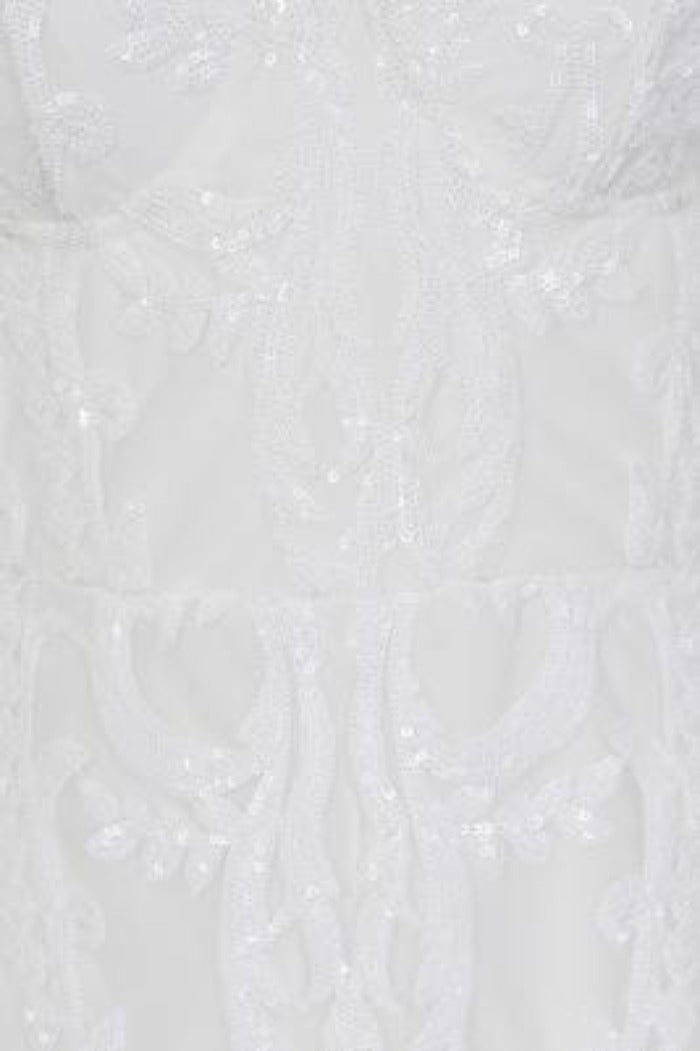 Love Spell White Sweetheart Brocade Sequin Fishtail Dress