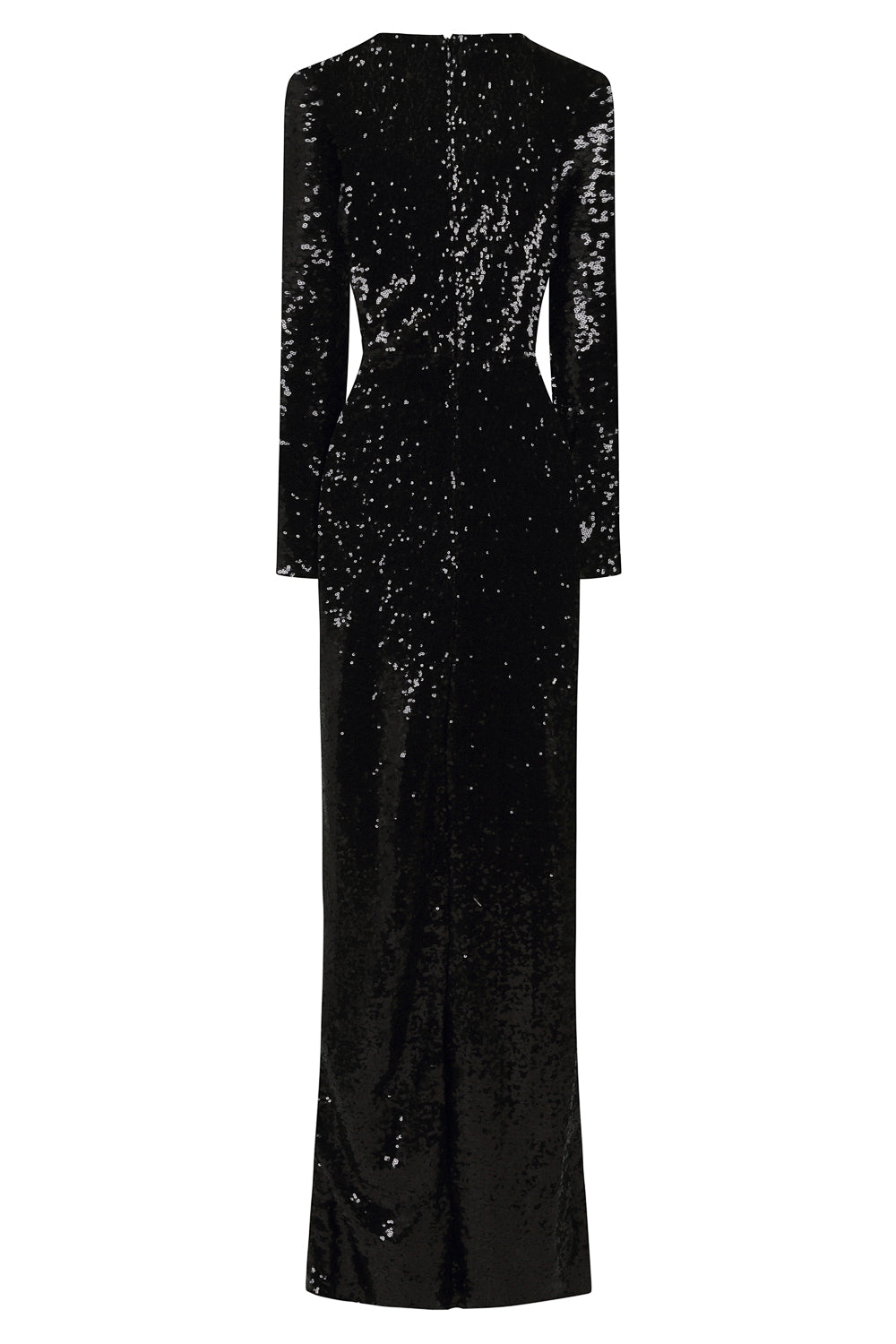 Hollywood Vip Black Sequin Plunge Slit Maxi Dress