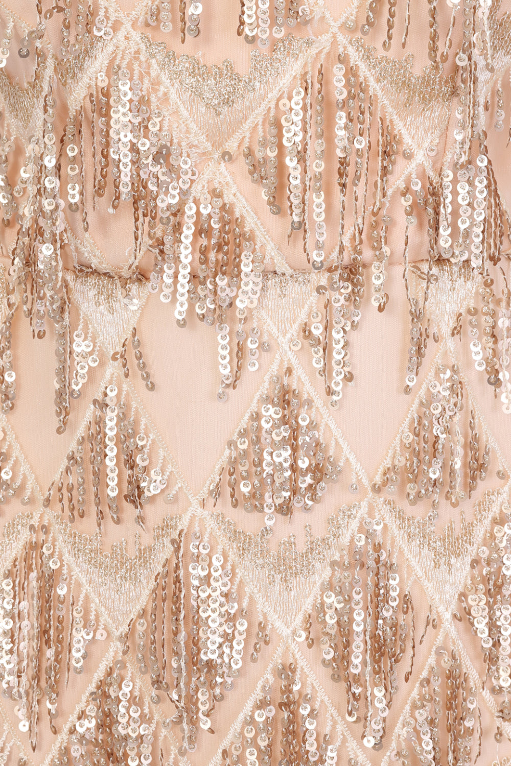 Shake It Gold Nude Ombre Sequin Tassel Fringe Backless Dress
