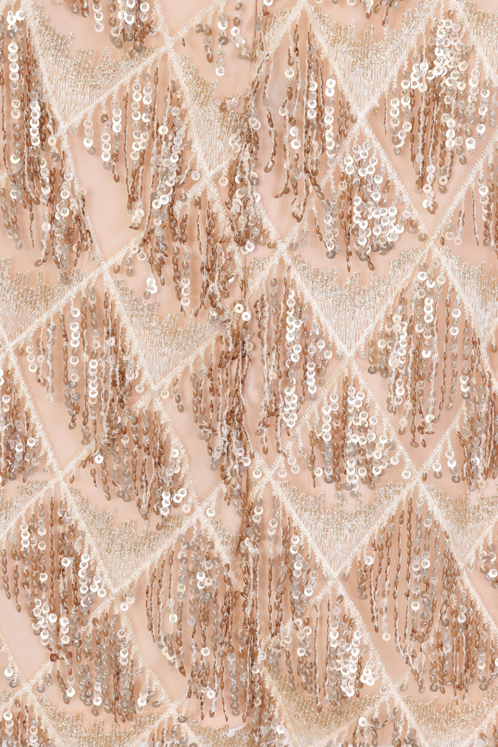 Shake It Gold Nude Ombre Sequin Tassel Fringe Backless Dress