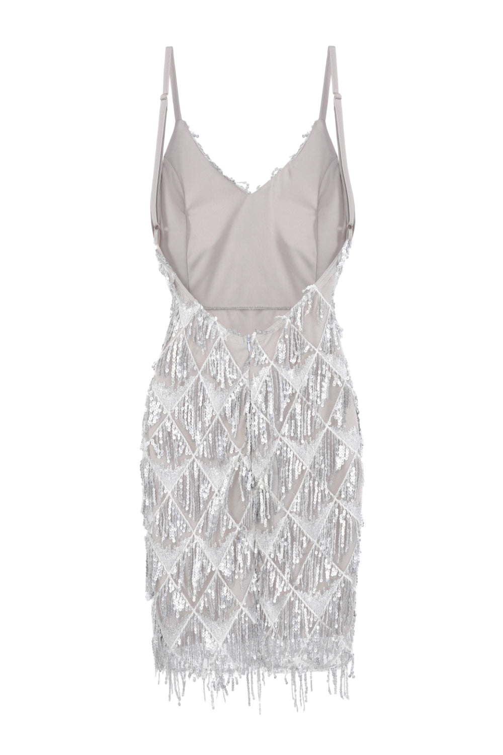 Shake It Silver Ombre Sequin Tassel Fringe Backless Dress