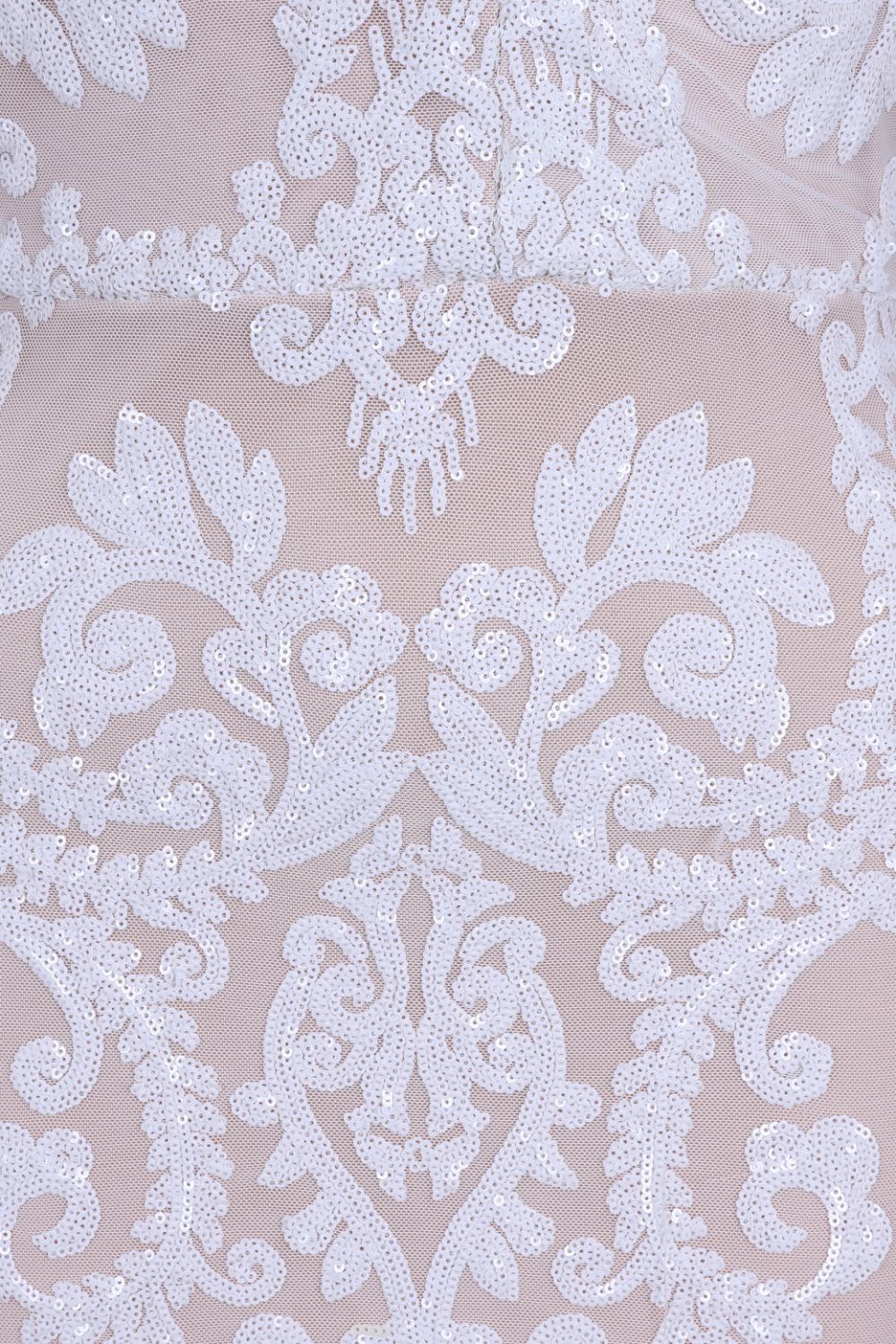 Heart Breaker White Nude Halterneck Floral Sequin Embellished Dress