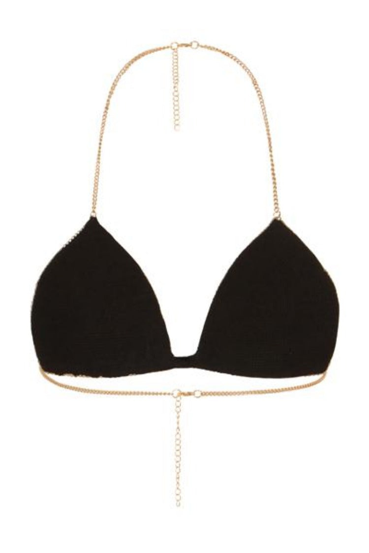 Hot Nights Gold & Gunmetal Crystal Jewel Encrusted Bra Bralet