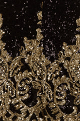 Alyssa Glam Gold Sequin Exposed Open Back Victorian Mini Dress