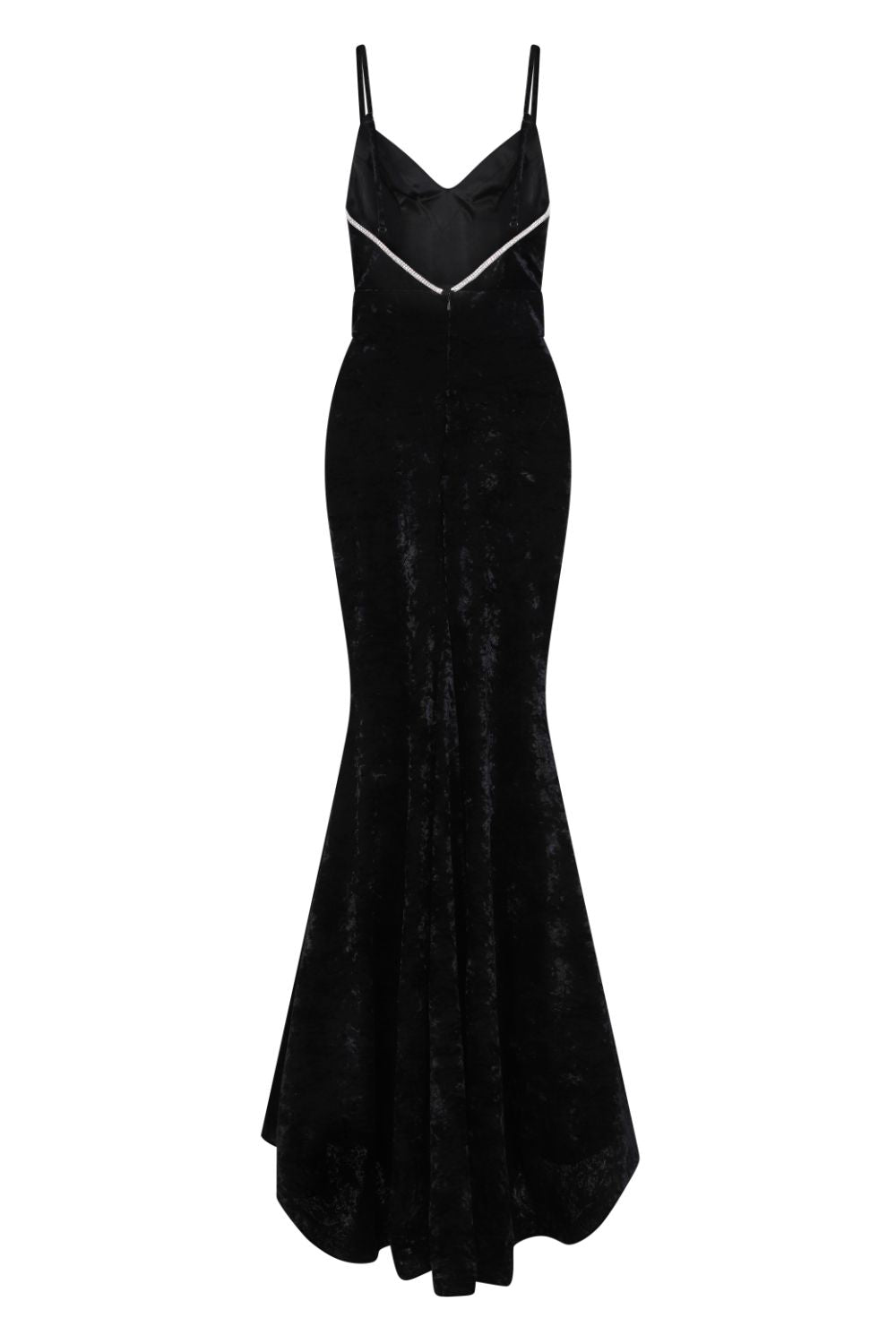 Irreplaceable Luxe Black Velvet Crystal Sweetheart Fishtail Gown