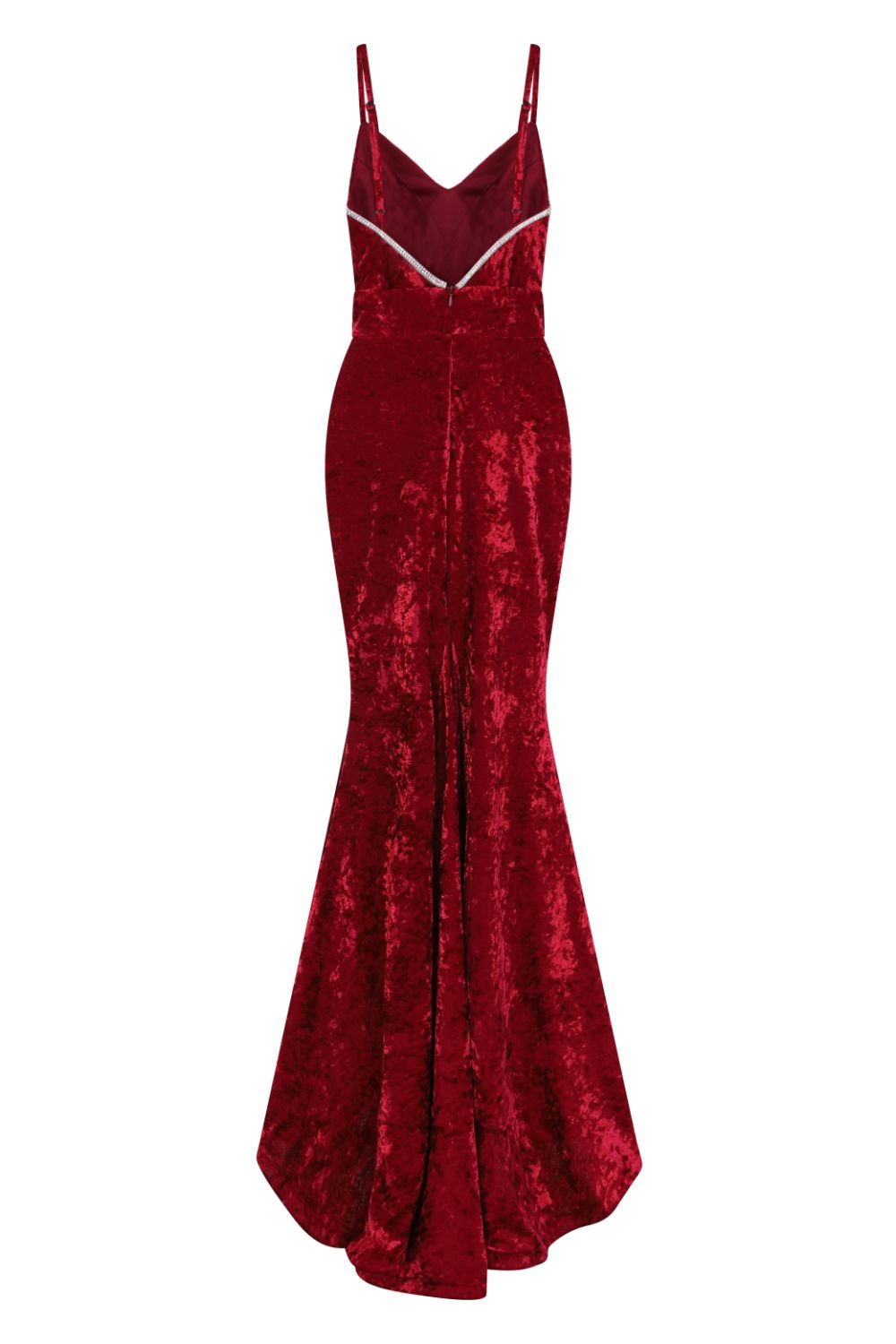 Irreplaceable Luxe Ruby Red Velvet Crystal Sweetheart Fishtail Gown