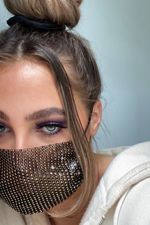 Angel Eyes Black & Gold Diamante Crystal Encrusted Fashion Face Mask