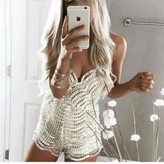 Febe Nude Signature Sequin Playsuit