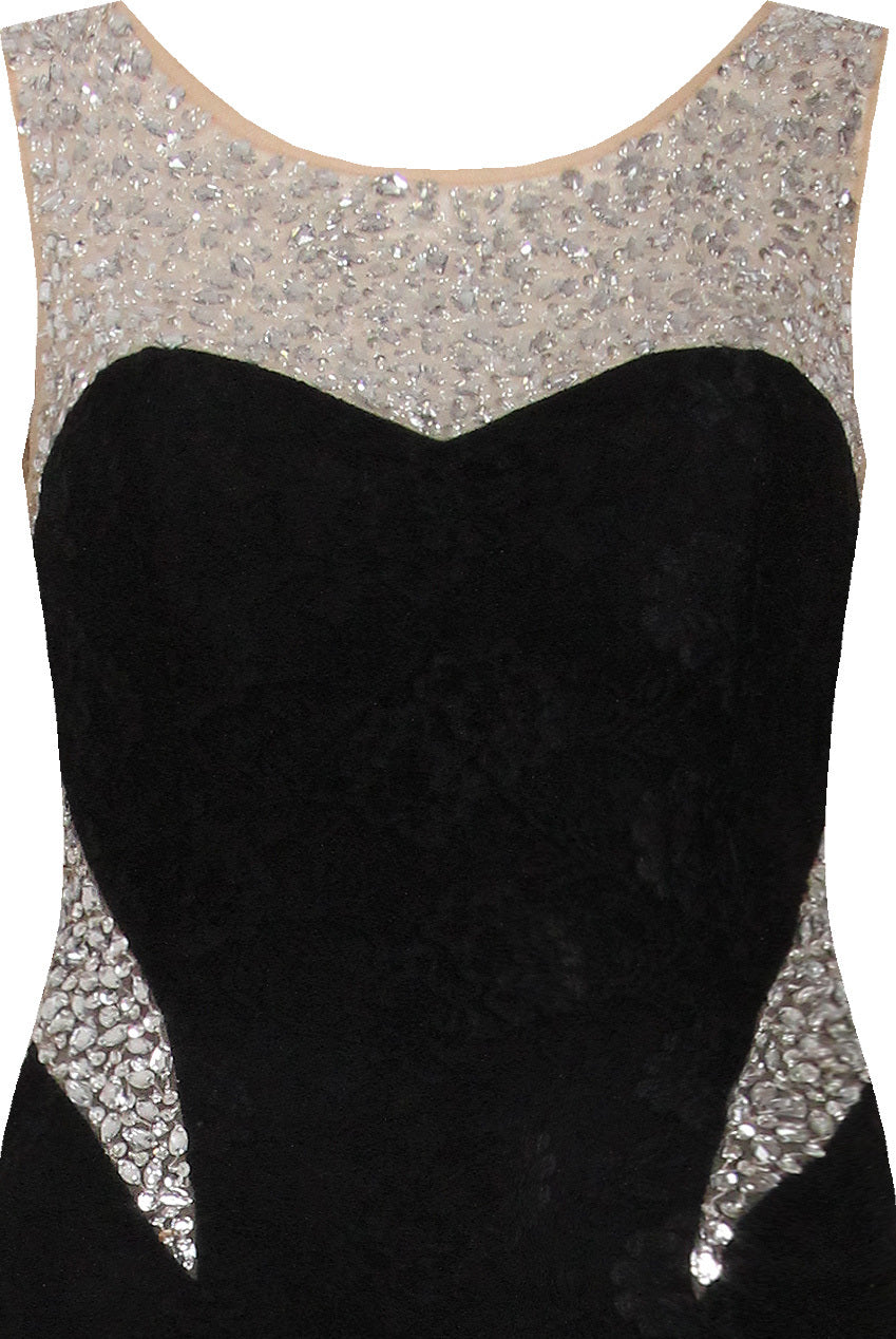 Gigi Black Rainbow High Neck Tie Side Shimmer Sparkle Maxi Dress