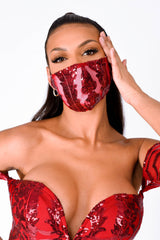 Lovestruck Berry Sequin Embellished Face Mask