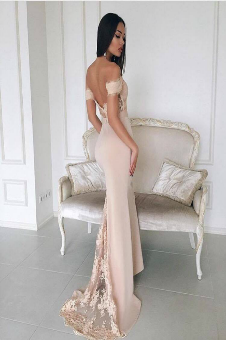 Ruby Mocha Off The Shoulder Lace Fishtail Maxi Dress