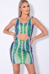 Till Midnight Green Cut Out Sequin Bandage Cage Bodycon Dress