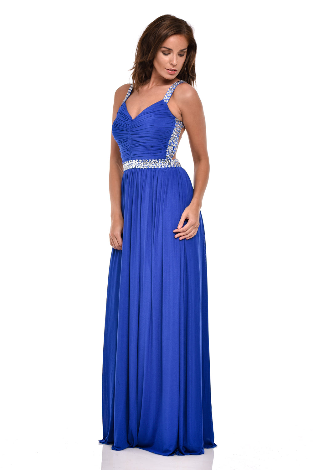 Nola Royal Blue Backless Maxi Grecian Dress